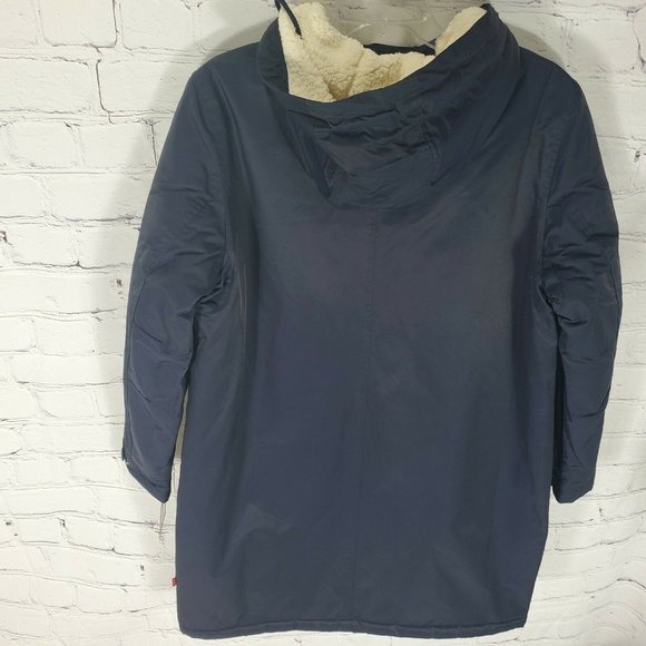 Levi's Women's Size L Navy Puffer Sherpa Lined Parka Jacket - Picture 10 of 12